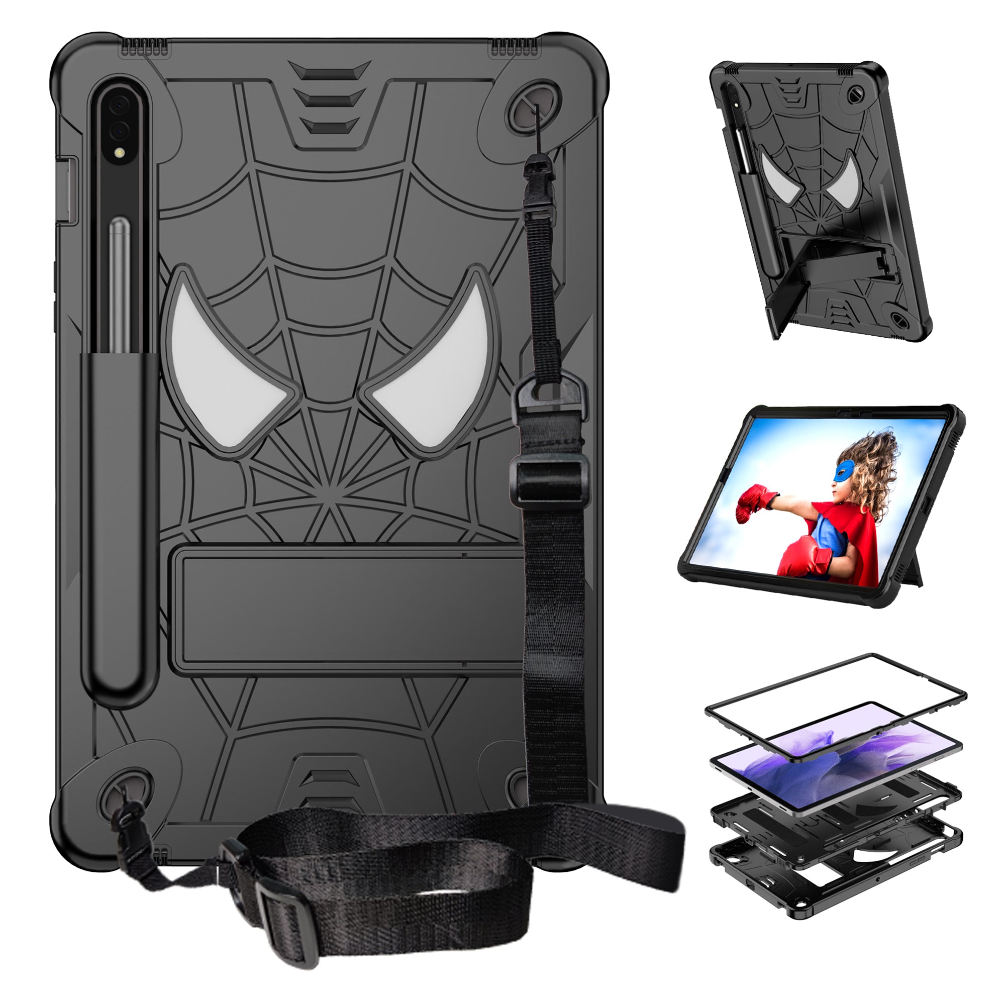 For Samsung Galaxy Tab S7 (T870 / 875) / Tab S8 Tablet Case Spider Style PC Silicone Kickstand Protective Cover For Samsung Galaxy Tab S7 (T870 / 875) / Tab S8 Tablet Case Spider Style PC Silicone Kickstand Protective Cover